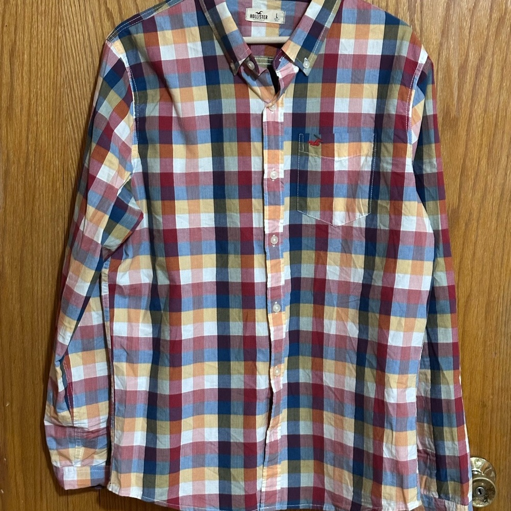 Hollister sz large fall colors Multicolor Plaid Button Down Shirt‎